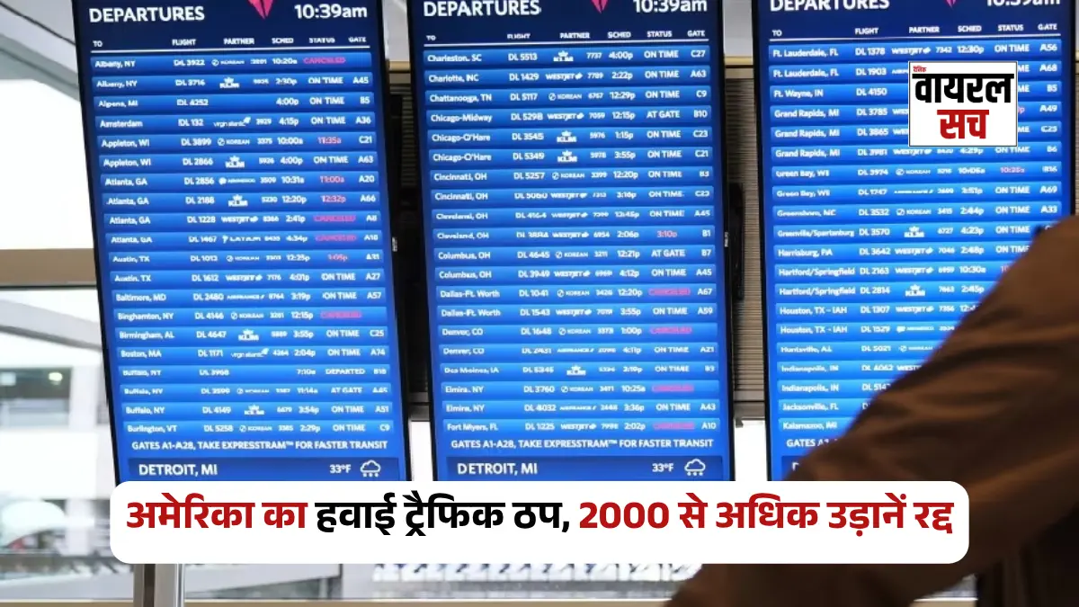 अमेरिका में शटडाउन से हवाई यात्रा में व्यवधान, 2000 उड़ाने रद्द