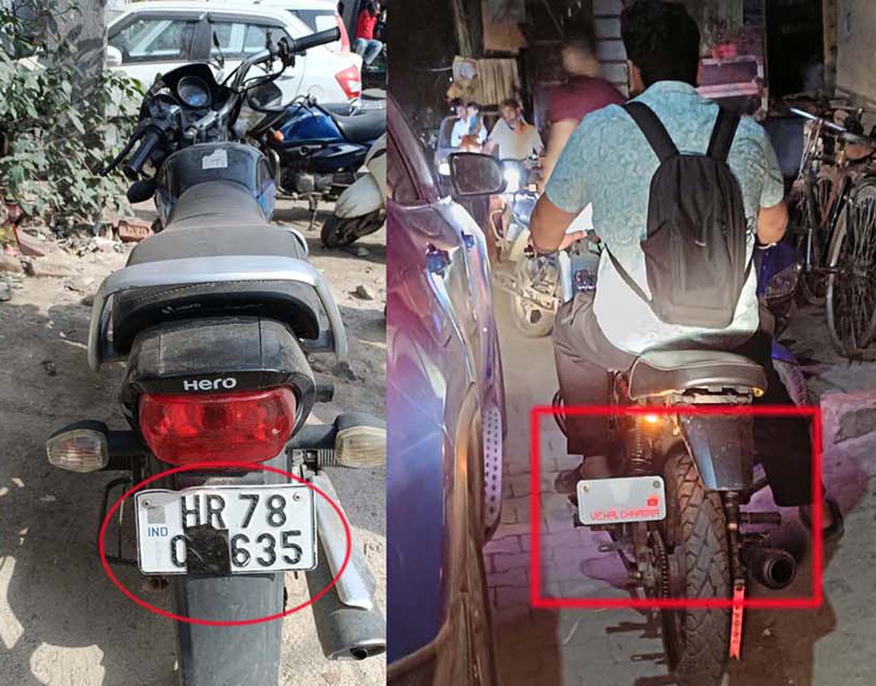 गुरुग्राम: चालान से बचने को नंबर छिपाकर चलते हैं दाेपहिया वाहन चालक