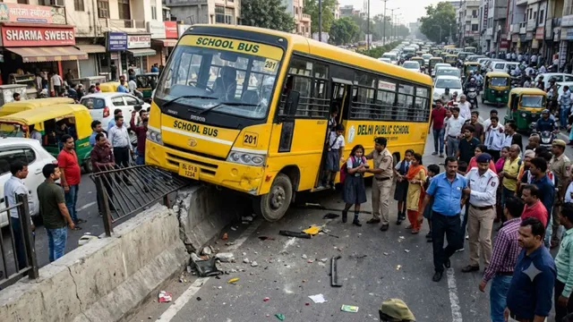 गुरुग्राम के सेक्टर-81 में स्कूल बस डिवाइडर पर चढ़ी, ड्राइवर पर नशे में बस चलाने का आरोप